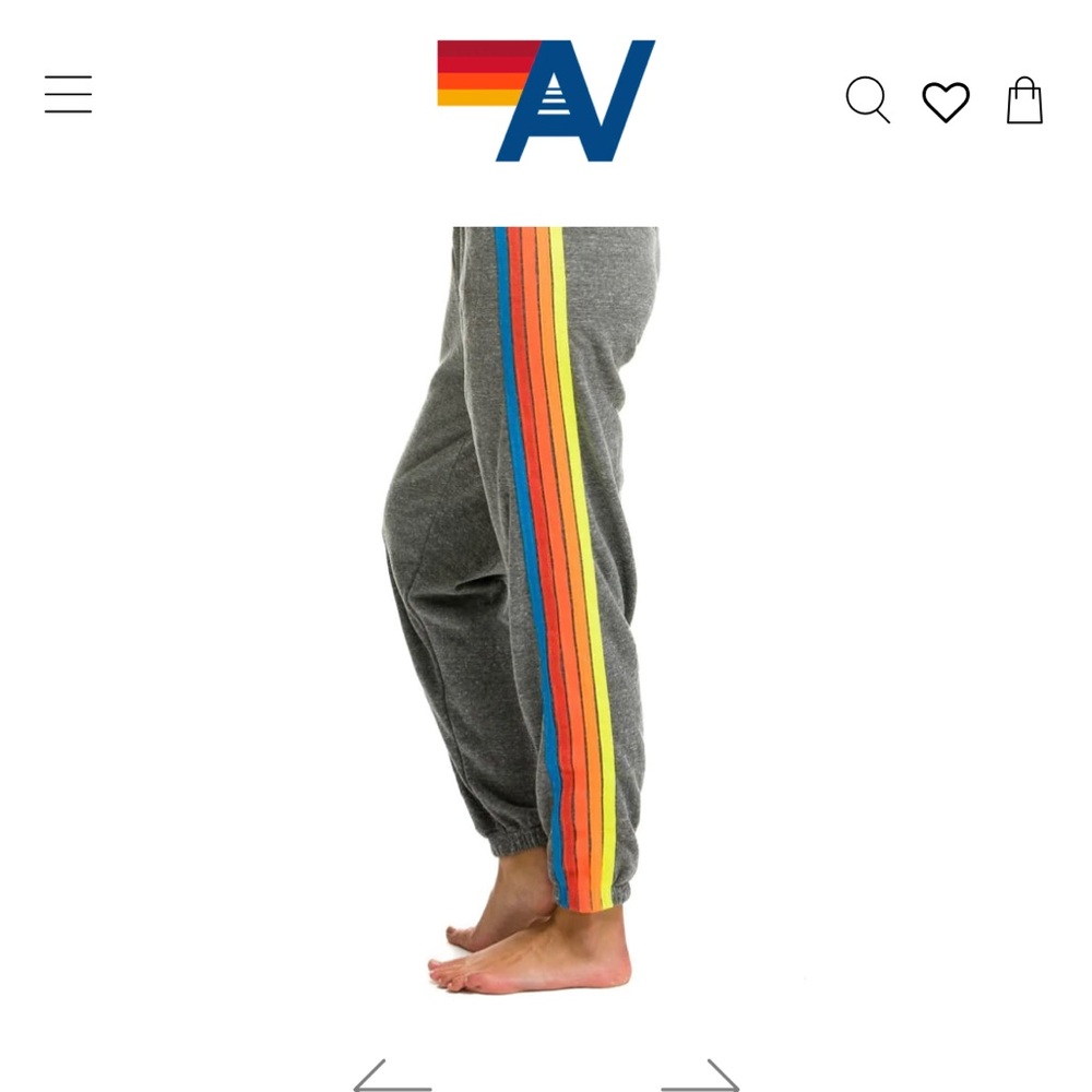Aviator Nation 5 Stripe Sweatpants - Heather Gray / Neon